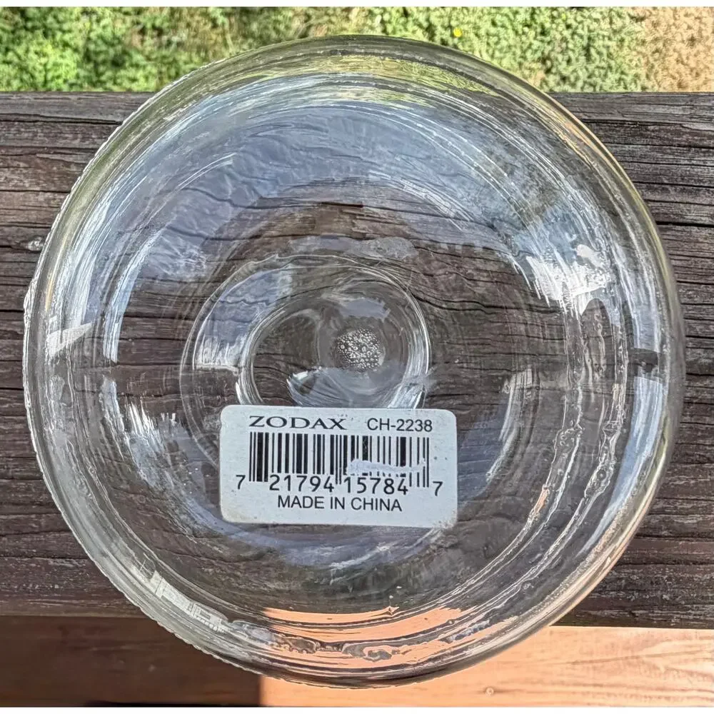 Zodax CH-2238 Clear Glass Bud Vase Squat Ribbed Threaded Ring Accent Decor